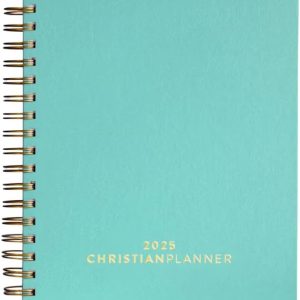 2025 Christian Planner - Bible Journal and Gratitude Book 7"x10" Spiral Bound with Eco-Friendly FSC Certified Paper - Monthly, Weekly, Daily Organizer (Seafoam Green)