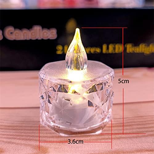 12pack LED Crystal Candle Light Table Centrepiece Flameless Candles Transparent Small Tea Wax Birthday Proposal INS Desktop Decoration Create Atmosphere Smokeless Candles Tea Lights - Image 3