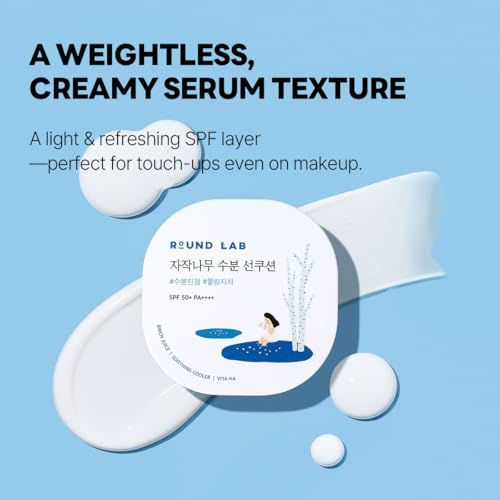 Round Lab Birch Juice Moisturizing UV Lock Sun Cushion, SPF50+ Broad Spectrum, 0.52 oz | Mineral Sunscreen for Sensitive Skin, Clean, Non-Toxic UV Protection for On-the-Go, Moisturizing&No White Cast - Image 5
