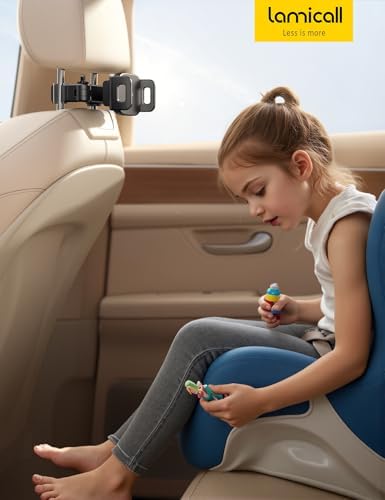 Lamicall Car Headrest Tablet Holder - [3 in 1 Extension Arm] Adjustable Tablet Car Mount for Back Seat, Road Trip Essentials for Kids, for 4.7-11" Device Like iPad Pro, Air, Mini, Galaxy, Fire, Black - Image 7