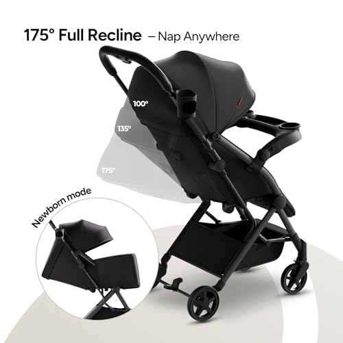 Mompush Lithe V2 Lightweight Travel Stroller, Compact Foldable Baby Stroller with Travel Bag, One-Hand Fold Stroller, Snack Tray, Mechanical Recline Seat, Airplane-Ready, UPF 50+ Canopy & Rain Cover - Image 6