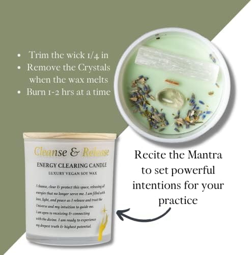 Sage Candles for Cleansing – White Sage Smudge Wood Wick Candles That Crackle with Selenite Crystal & Quartz for Home Rituals & Manifestation - Image 6