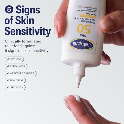 Cetaphil Sheer Mineral Liquid Sunscreen for Face, 100% Mineral UVA/UVB Filters, Zinc Oxide Broad Spectrum SPF 50 Formulated for Sensitive Skin, Unscented, 1.7 Fl Oz - Image 8
