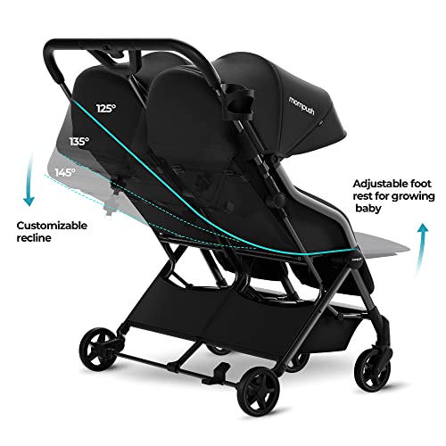 Mompush Lithe Double Stroller, Lightweight Side by Side Stroller for Newborn and Toddler, Easy Fold, Spacious Seats with Recline, UPF50+ Canopy - Image 3
