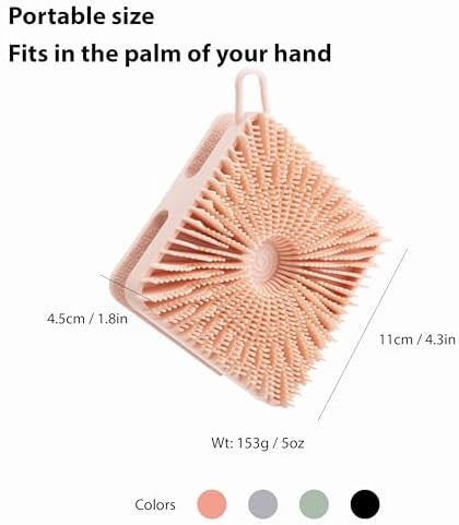 2 PC Silicone Exfoliating Body Scrubber, Silicone Body Shampoo Brush, Soft Silicone Loofah for Sensitive Skin, Shower Silicone Hair Scalp Massager, Easy to Clean, Lather Well(Gray&Pink) - Image 5