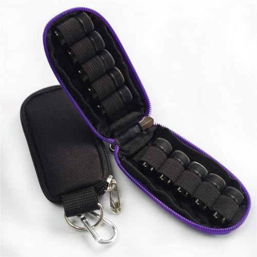 Purple (without bottle) Portable Small Essential Oils Keychain Pouch Kit for 5/10/15ml Carrying Travel Bag for Oil Bottles Travel Cases - Image 6