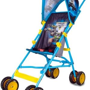 Monster Jam Official Umbrella Stroller with Canopy, Lightweight Easy Fold Compact Toddler and Baby Stroller for Travel
