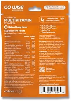 Go Wise On The Go Multivitamin Powder - Natural Berry Flavor - 14 Convenient Stick Packs - Portable Vitamin Supplement for Travel, Daily Nutrition, Energy and Immune Support for Men and Women - Image 3