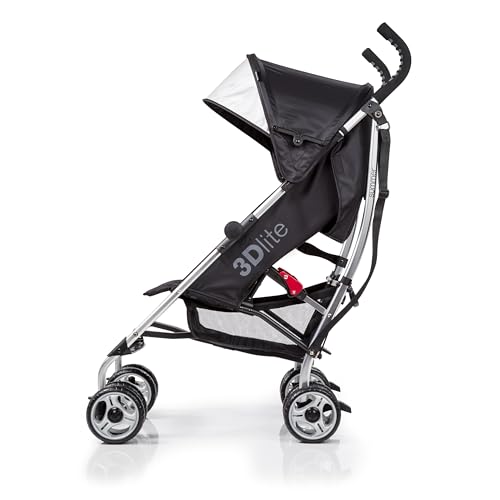Bright Starts 3Dlite Convenience Stroller, Black - Lightweight Stroller, Large Seat Area, Mesh Siding, 4 Position Recline, Extra Large Storage Basket, Infant Stroller for Travel - Image 3
