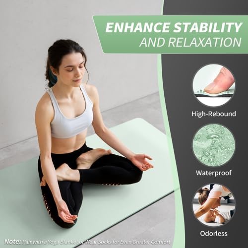 CAMBIVO Yoga Mat for Women Men Kids, 1/3 & 1/4 & 2/5 Inch Extra Thick Yoga Mat Non Slip, 72" x 24" TPE Yoga Mats, Workout Mat with Carrying Strap for Yoga, Pilates and Floor Exercises - Image 4