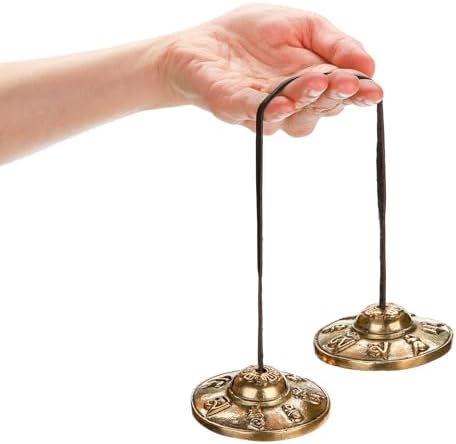 Foraineam Tingsha Cymbals Meditation Chime Bells, 2.5 Inch Brass Tibetan Tingsha Bells Relaxation Musical Instruments for Mindfulness, Chakra Healing, Stress Relief, Sound Awakening, Yoga Meditation - Image 3