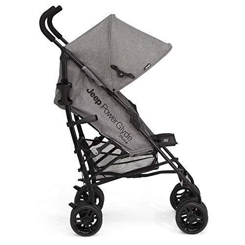 Jeep PowerGlyde Plus Stroller by Delta Children Lightweight Travel Stroller with Smoothest Ride, Aluminum Frame, 4-Position Recline, Extra Large Storage Basket, Grey - Image 4