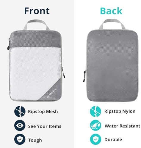6 Set Compression Packing Cubes for Travel - Compressible, Lightweight, and Space-Saving Packing Cubes, Travel Essentials for Women, Grey - Image 5