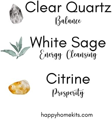 White Sage Smudge Candle with Citrine and Quartz Gemstone Crystals 6.4 oz Made with Natural Soy Wax Scented with Essential and Fragrance Oils (White) - Image 5