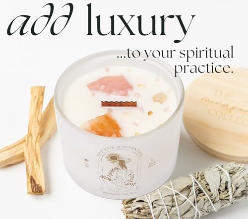 Large Crystal Candles for Women - 12oz Soy Wood Wick Candles That Crackle. Scented, Non-Toxic, Luxury Aromatherapy. Unique Meditation Spiritual Gifts for Women - Image 9