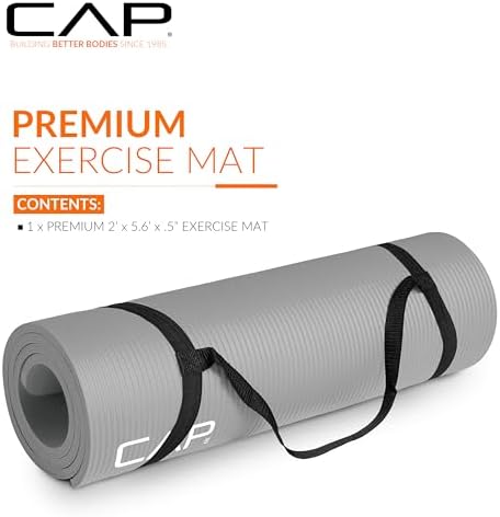 CAP Barbell 1/2-Inch High Density Exercise Yoga Mat with Strap | Multiple Options - Image 2