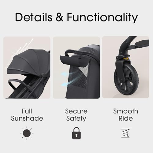 newyoo Lightweight Baby Travel Stroller, Compact Toddler Strollers w Telescoping Handle, Cup Holder & Storage Pocket, One-Hand Quick Fold, Near Flat Recline Seat, TR18, Black - Image 6