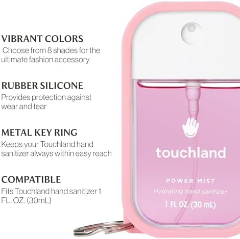 Touchland Hand Sanitizer Mist Case 30 ml., Protective and Stylish Hand Sanitizer Spray Accessory, Silicone Case with Keyring, Bubblegum Pink - Image 5