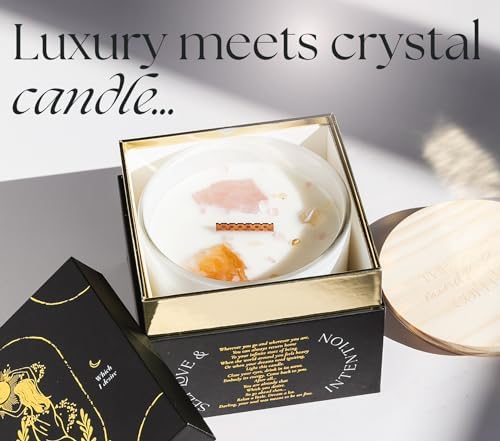 Large Crystal Candles for Women - 12oz Soy Wood Wick Candles That Crackle. Scented, Non-Toxic, Luxury Aromatherapy. Unique Meditation Spiritual Gifts for Women - Image 8