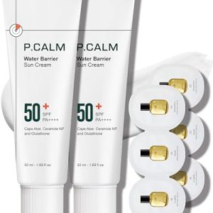 P.CALM Water Barrier Moisturizing Sun Cream Matte-Finish No White Cast SPF 50+ PA++++ Vegan Calming Moisture Daily Sunscreen for Dry Oily Sensitive Skin Korean Skincare 3.4 Fl Oz