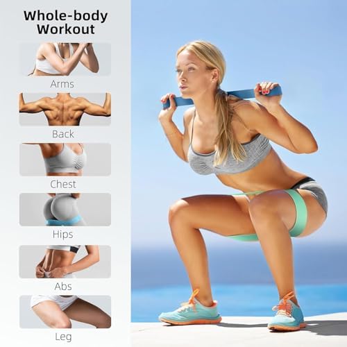Resistance Bands for Working Out Set of 5, Elastic Exercice Loop Bands for Physical Therapy, Yoga Starter Set of Stretch Bands for Booty Legs, Pilates Flexbands for Men and Women with Carrying Bag - Image 4