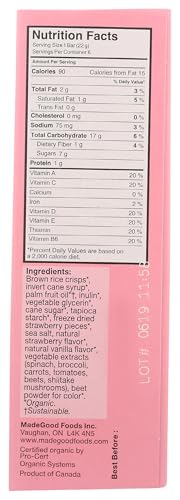 MadeGood Strawberry Crispy Squares, 6 Healthy Snacks, 0.78oz - Image 3