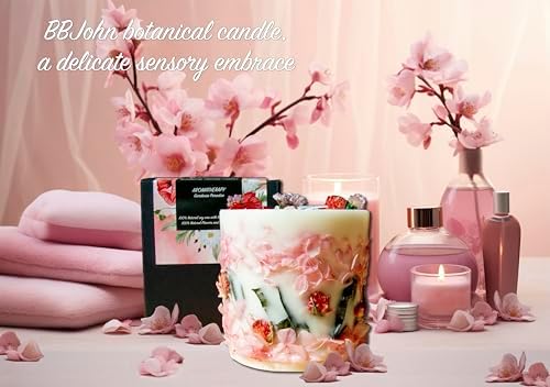 Botanical Crystal Candle, Organic Natural Dried Flowers, Aromatherapy, Scented Fragrance, Meditation,Manifestation,Intention,Christmas,Gift for Woman (Rose Globe Amaranth, Forget-Me-Not/Hydrangea) - Image 3