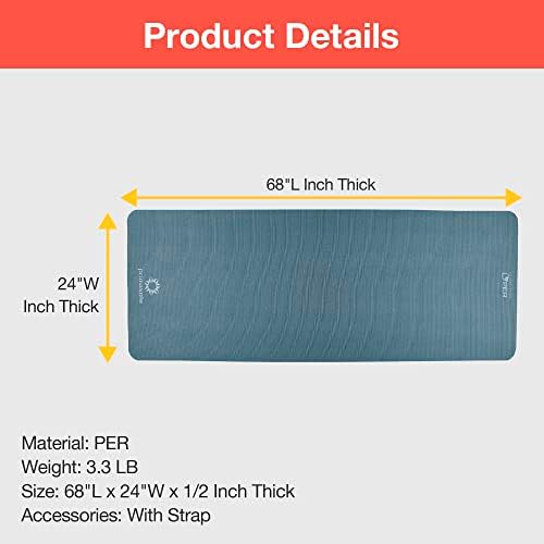 Yoga Mat Eco-Friendly Material 1/2 inch Non-Slip Yoga Pilates Fitness at Home & Gym 4 Colors with Carrying Case & Strap - Image 6