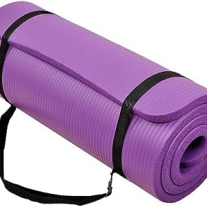 Fitvids Yoga Mat 1-Inch Extra Thick High-Density Exercise Mat with Non-Slip Surface & Carry Strap for Men & Women Tear-Resistant Pilates Workout Mat for Home Gym