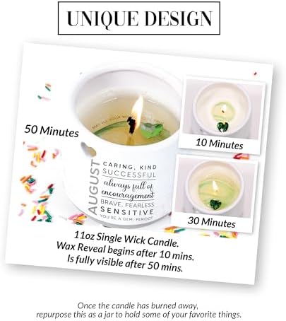 Pavilion Gift Company - August 11 oz Wax Reveal Candle, Natural Soy Wax Birthstone Candle, Jasmine Scented, Gemstone Candle with Crystal Inside, Birthday Gifts for Women, 1 Count - Image 4
