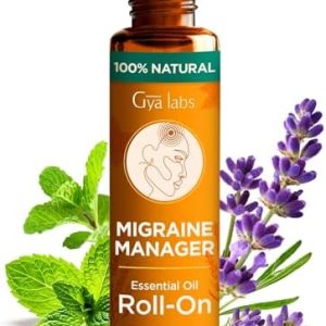 Gya Labs Migraine Essential Oil Roll on - Migraine Relief Stick Roller, Soothing Comfort for Head Tension, 100% Pure Natural, Blend with Peppermint Oil, Self Care Relaxing Gifts for Women (0.34 Fl Oz)