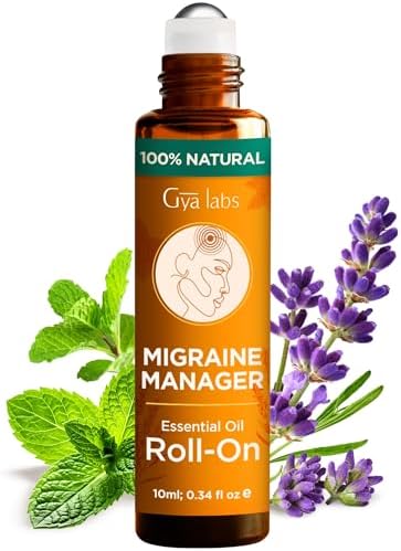 Gya Labs Migraine Essential Oil Roll on - Migraine Relief Stick Roller, Soothing Comfort for Head Tension, 100% Pure Natural, Blend with Peppermint Oil, Self Care Relaxing Gifts for Women (0.34 Fl Oz)