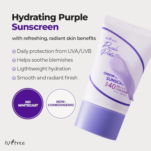 ISNTREE Onion Newpair Sunscreen 50ml, 1.69 fl.oz | SPF 40 | Korean Skincare | Hydrating Sun Protector | Evens Skin Tone | Purple Sunscreen | Broad Spectrum - Image 3