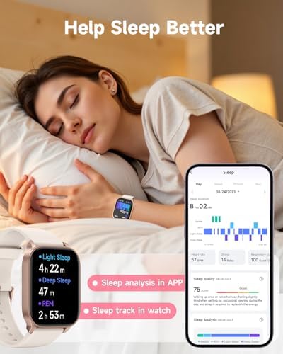 Smart Watch for Women, Smartwatch Compatible Android and iOS Phone, Answer/Make Calls, Fitness Tracker Watch, Heart Rate/Sleep Tracker/100 Sports/IP68 Waterproof, Ivory - Image 4
