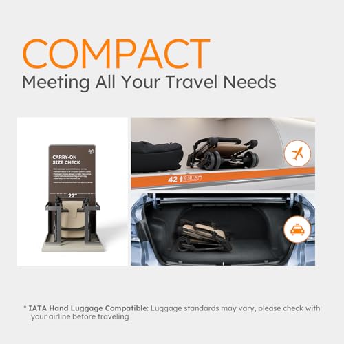 Lightweight Baby Strollers for Airplane, Ultra-Compact Travel Stroller, Light & Strong Portable Toddler Stroller with Carbon Fiber Frame and UPF 50+ Waterproof Canopy, Only 9.9 lbs, Brown - Image 4