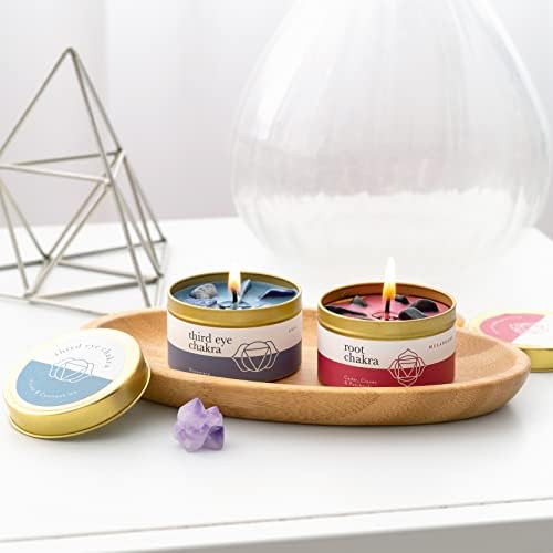 Chakra Candle Box Set of 7 with Crystals Inside | for Aromatherapy, Meditation, Yoga, Reiki and Mindfulness | Gift Box Candles - Image 6