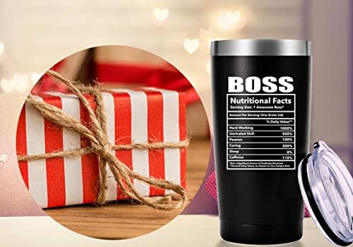 AMZUShome Boss Nutritional Facts Travel Mug Tumbler.Funny Boss Day Gifts Office Gifts.Moving Appreciation Retirement Birthday Christmas Gifts For Men Women Boss Boss Lady From Employees(20oz Black) - Image 7