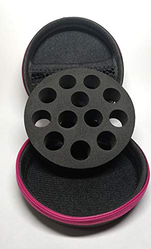 Round Hard Shell Case for 1/4 5/8 DRAM Micro Mini Roll-on Glass Bottles with Metal Roller Balls - Refillable Aromatherapy Essential Oil Roll On (HOLDS 12 VIALS) (1ML Mix bottle) - Image 2