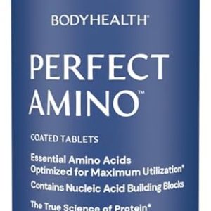BodyHealth PerfectAmino (150 ct) Easy to Swallow Tablets, Essential Amino Acids Supplement with BCAAs, Vegan Protein for Pre/Post Workout & Muscle Recovery with Lysine, Tryptophan, Leucine, Methionine