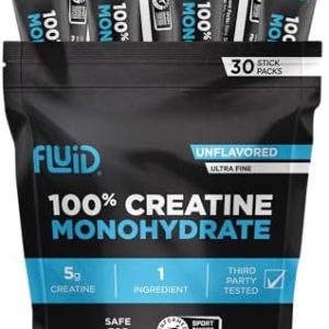 Fluid - Ultra-Fine Micronized 100% Creatine Monohydrate, Informed Sport Certified, Safe for Athletes, 5g Serving (30 Single Servings)