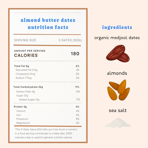 Realsy Almond Butter Filled Medjool Dates, Organic Dates with No Sugar Added, Gluten-Free, Vegan, Good Source of Fiber, Low Glycemic Index, All Natural Healthy Snack, (10 Pack) - Image 2