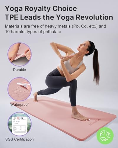 YOTTOY Yoga Mat，Extra Thick Yoga Mat (1/2inch),Professional TPE Exercise Mat,Non-Slip Workout Mat for Yoga, Pilates, Fitness, Barefoot Workouts, Home Gym Studio with Strap - Image 5