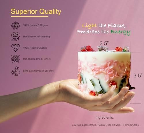 Botanical Crystal Candle, Organic Natural Dried Flowers, Aromatherapy, Scented Fragrance, Meditation,Manifestation,Intention,Christmas,Gift for Woman (Rose Globe Amaranth, Forget-Me-Not/Hydrangea) - Image 5