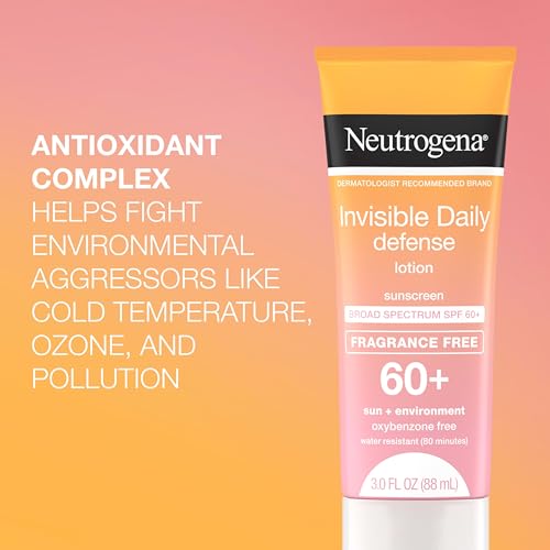 Neutrogena Invisible Daily Defense Fragrance-Free Sunscreen Lotion, Broad Spectrum SPF 60+, Oxybenzone-Free & Water-Resistant, Sun & Environmental Aggressor Protection, 3.0 fl. oz - Image 5