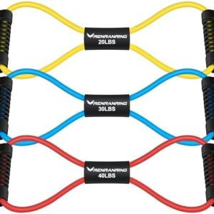 RENRANRING Figure 8 Fitness Resistance Bands with Handles - Exercise Tube Band Set of 3 for Arm and Shoulder Stretch, Rope 8 Word Elastic for Women and Men