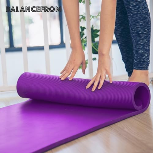 Fitvids Yoga Mat 1-Inch Extra Thick High-Density Exercise Mat with Non-Slip Surface & Carry Strap for Men & Women Tear-Resistant Pilates Workout Mat for Home Gym - Image 8