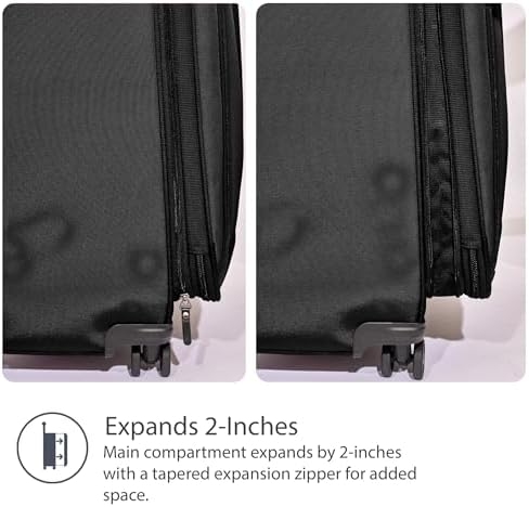 Travelpro Tourlite Softside 21" Expandable Luggage with 4 Spinner Wheels, Lightweight Suitcase, Carry-On, Black - Image 6