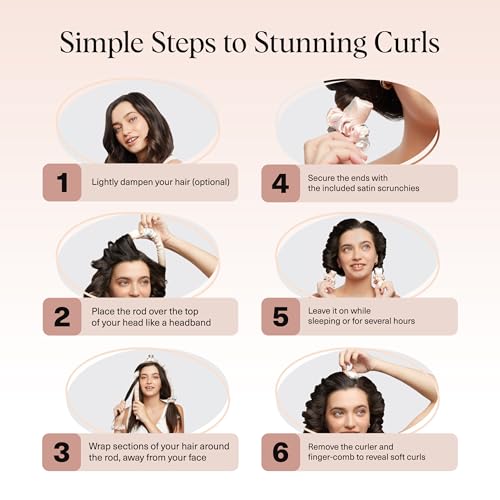 Kitsch Satin Heatless Curling Set – Heatless Curls Overnight with Hair Curler & 2 Satin Scrunchies – Hair Curlers to Sleep In for Overnight Curls – Overnight Blowout Rods – Sunset Tie Dye - Image 7