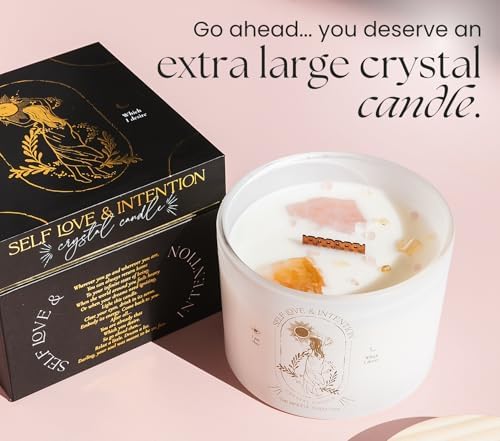 Large Crystal Candles for Women - 12oz Soy Wood Wick Candles That Crackle. Scented, Non-Toxic, Luxury Aromatherapy. Unique Meditation Spiritual Gifts for Women - Image 2
