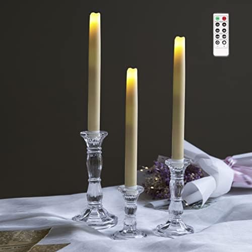 3Pack Glass Candle Stick Holders - Clear Crystal Taper Candles Holder– Table Centerpieces for Buring Candles, Led Taper Candle,Party and Wedding Decoration(4,6,8inches Tall) - Image 2